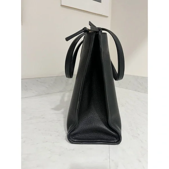 Tory Burch Thea Pebbled Black Leather Tote Bag - Picture 7 of 13